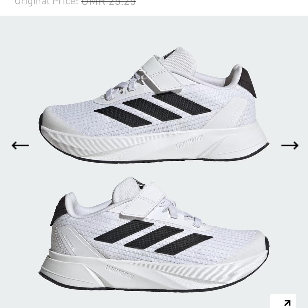 Adidas DURAMO Kids White and Black Strap Sneakers